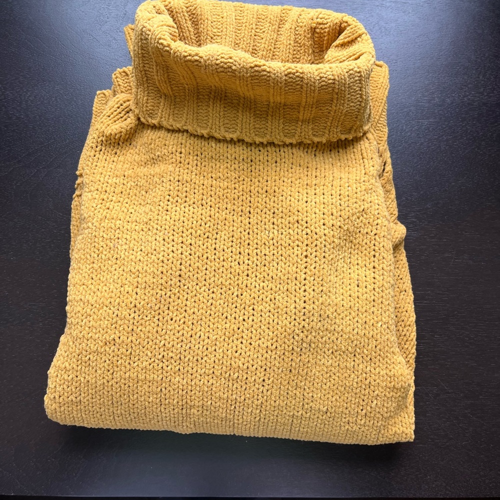 Cozy Aerie Mustard Yellow Knit Turtleneck Sweater
